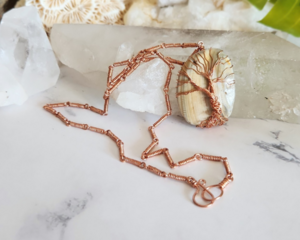 Brown Shell Tree of Life Copper Necklace